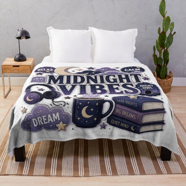 Item preview, MIDNIGHT VIBES Sticker | Lo-Fi Aesthetic Graffiti Design | Cozy Night Music Vinyl Decal designed and sold by Stylestickers55.