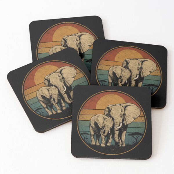 Item preview, Vintage Elephant Family Safari Wildlife Retro Nature designed and sold by Moizento.