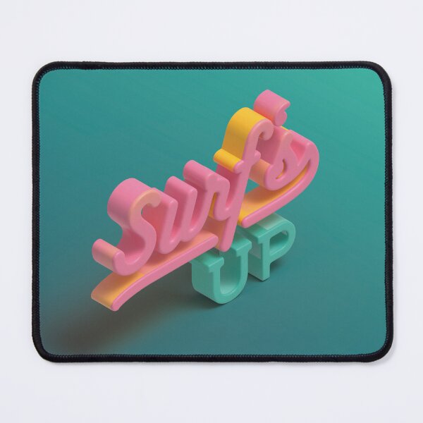 Item preview, Surf's Up 3D Typography in Pink Yellow and Mint designed and sold by AniDragonfly.