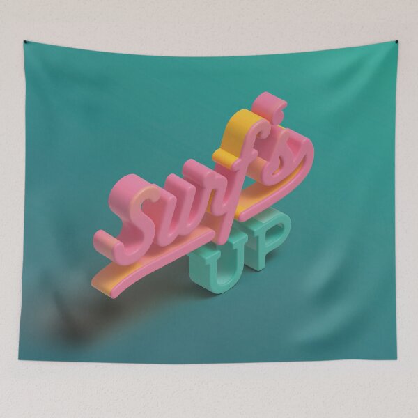 Item preview, Surf's Up 3D Typography in Pink Yellow and Mint designed and sold by AniDragonfly.