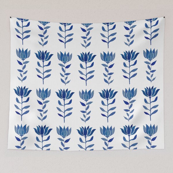 Item preview, Blue Ink Indian Floral Motif designed and sold by Anjana  Mistry.