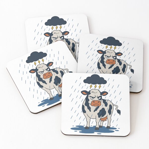 Item preview, Moo-dy Angry Holstein in Rain Animal-pun Humor designed and sold by MOSIDRIP™.