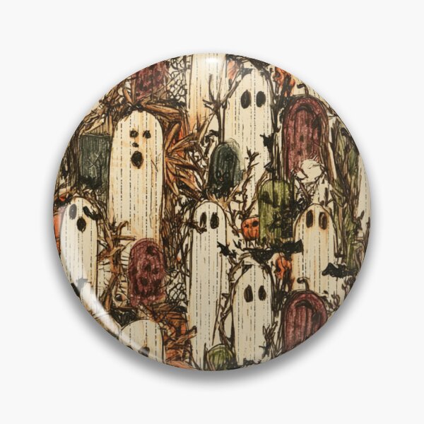 Item preview, Spooky Ghost Crowd and Graveyard Vintage Halloween Pattern designed and sold by VectorForge.