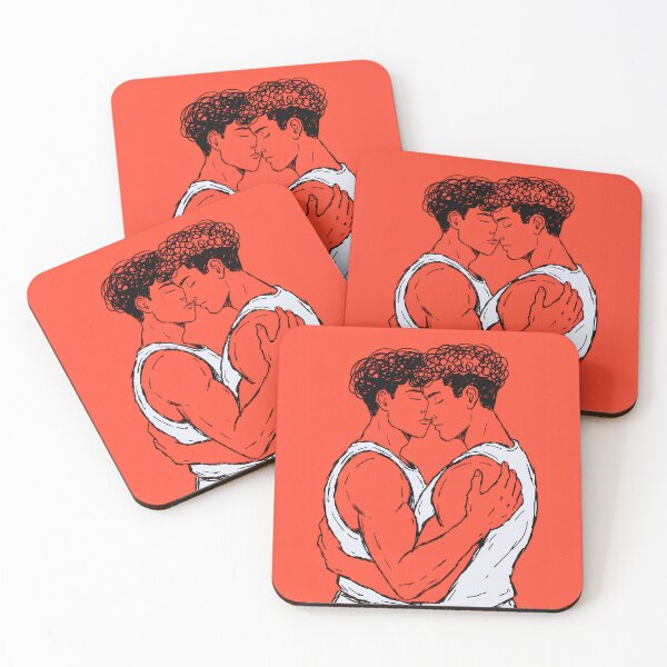 Item preview, Red Embrace – Modern Queer Lovers Line Art designed and sold by gayishdesign.