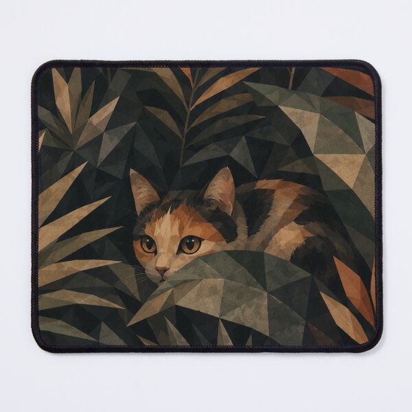 Item preview, Fearful Calico Stray Cat Hiding Among the Plants designed and sold by Mindworx21.