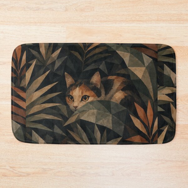 Item preview, Fearful Calico Stray Cat Hiding Among the Plants designed and sold by Mindworx21.