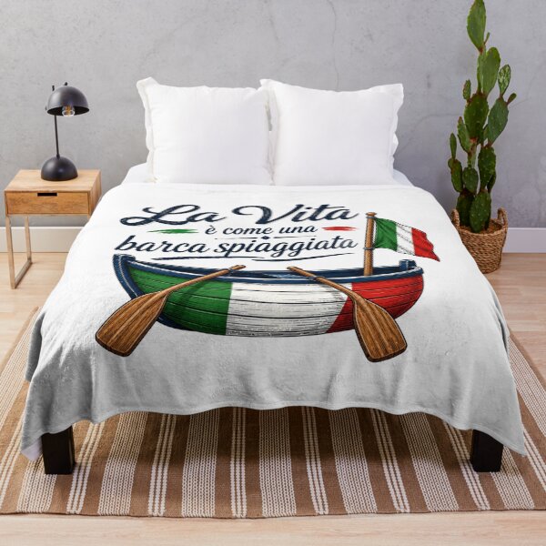 Item preview, La Vita è Come una Barca Spiaggiata – Vintage Italian Rowboat with Italian Flag designed and sold by RipantinaFantasy .