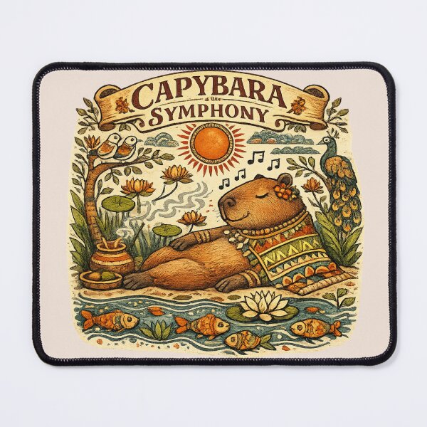 Item preview, Capybara Symphony – Cozy Folk Art Nature Music Capybara Vintage Cottagecore Illustration designed and sold by HOUSE OF TIST.