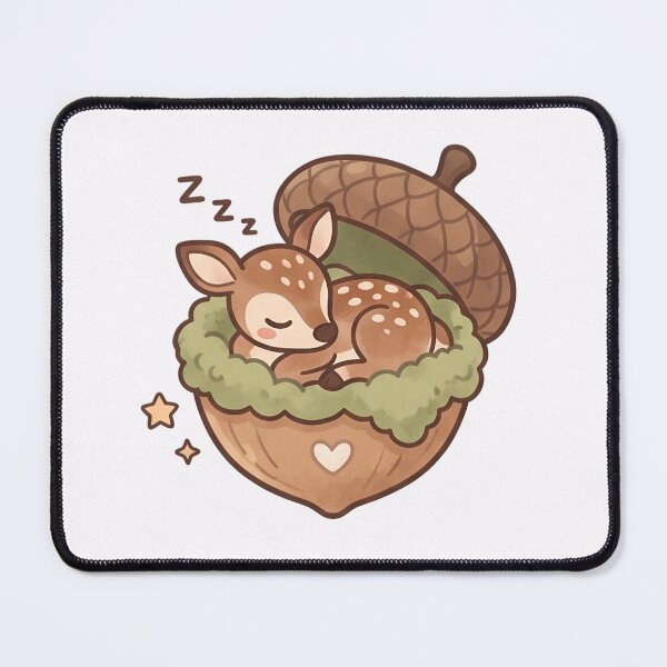 Item preview, Kawaii Sleepy Deer in Acorn Art designed and sold by RADesignHub.