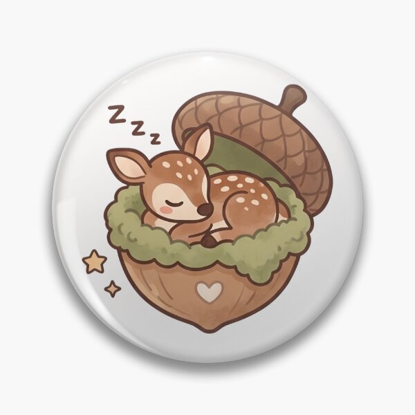 Item preview, Kawaii Sleepy Deer in Acorn Art designed and sold by RADesignHub.