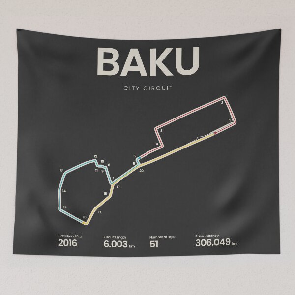 Item preview, Baku City Circuit | Azerbaijan Grand Prix Motorsports Circuit Map designed and sold by archetype prints.