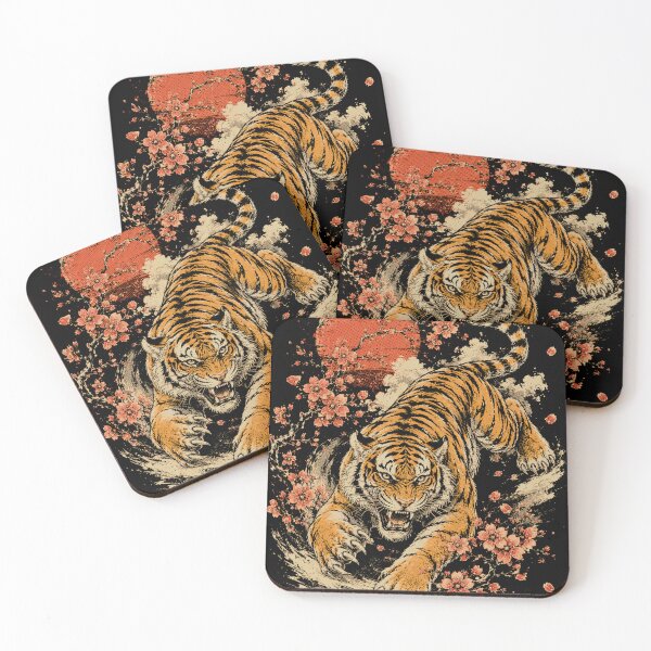 Item preview, Roaring Tiger with Cherry Blossoms Japanese Style | Fierce Wildlife Sakura Illustration designed and sold by SOUFIANE1991.