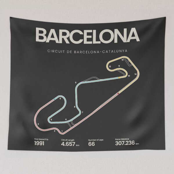 Item preview, Circuit De Barcelona Catalunya | Spanish Grand Prix Motorsports Circuit Map designed and sold by archetype prints.