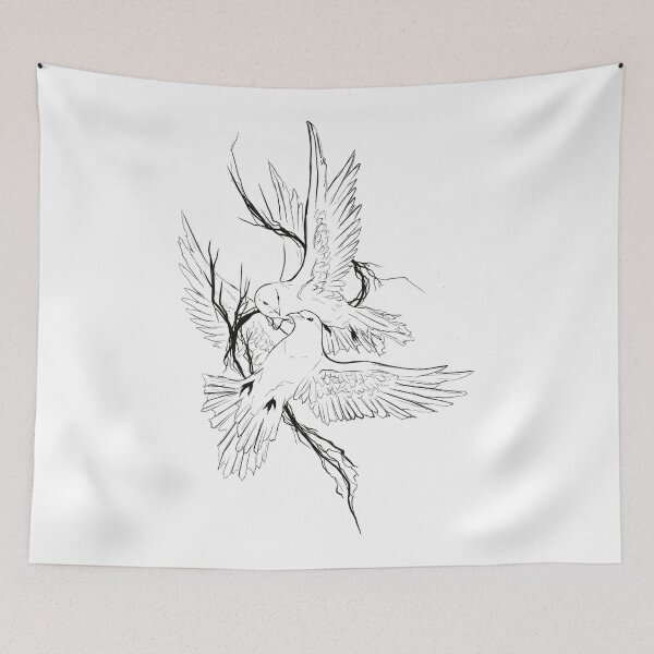 Item preview, Love Birds – Romantic Doves Line Art Illustration designed and sold by Evv_u.