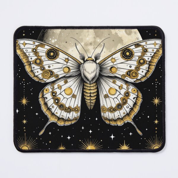 Item preview, Luna Moth Cosmic - Gold and White Mystical Illustration designed and sold by NeuralAuraArts.