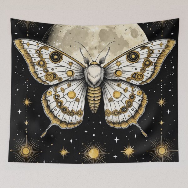 Item preview, Luna Moth Cosmic - Gold and White Mystical Illustration designed and sold by NeuralAuraArts.