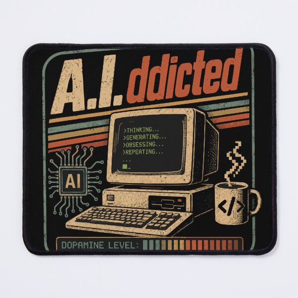 Item preview, A.I. addiction in Retro Style designed and sold by Promptified.