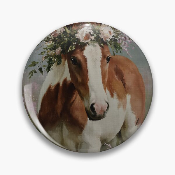 Item preview, Floral Horse Foal Oil Painting | Cute Baby Horse with Flower Crown | Spring Meadow Wall Art | Cottagecore Equestrian Decor designed and sold by Artforhorse.