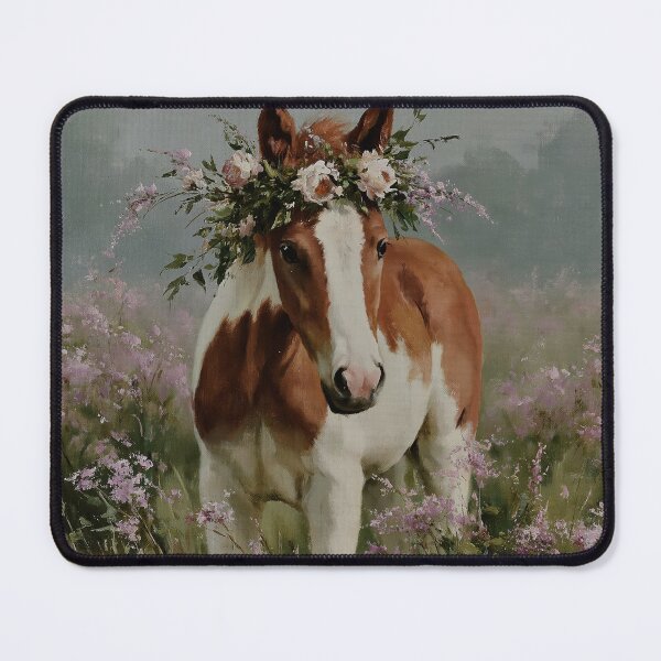 Item preview, Floral Horse Foal Oil Painting | Cute Baby Horse with Flower Crown | Spring Meadow Wall Art | Cottagecore Equestrian Decor designed and sold by Artforhorse.