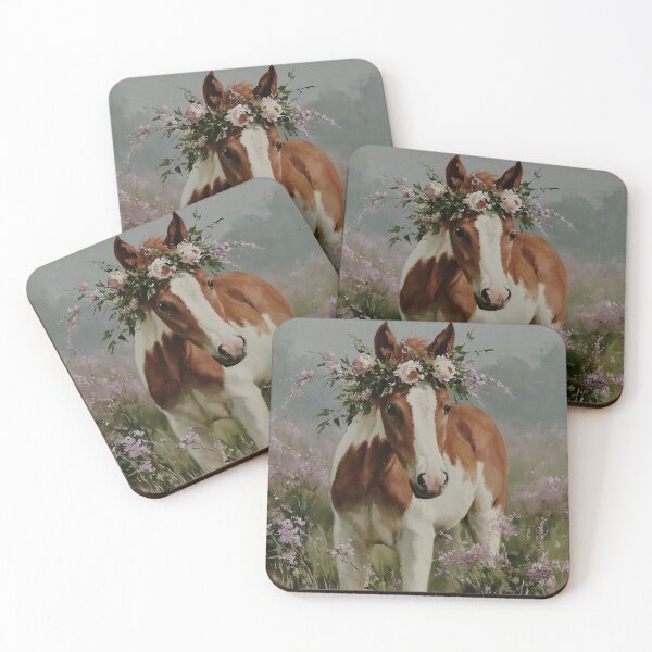Item preview, Floral Horse Foal Oil Painting | Cute Baby Horse with Flower Crown | Spring Meadow Wall Art | Cottagecore Equestrian Decor designed and sold by Artforhorse.
