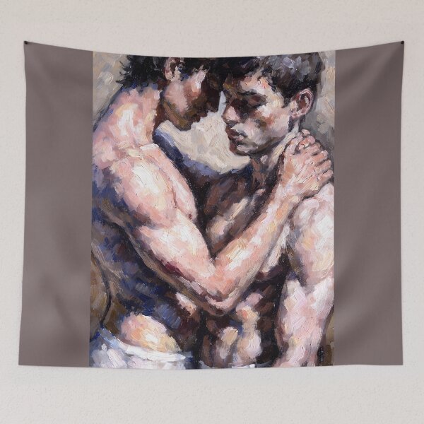 Item preview, Impasto Romance – Intimate Queer Oil Painting Fine Art designed and sold by gayishdesign.