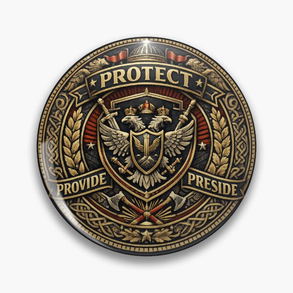 Item preview, Tartarian Warrior Emblem – Protect Provide Preside Heraldic Crest designed and sold by Emoji Emblems.