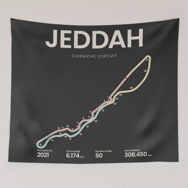 Item preview, Jeddah Corniche Circuit | Saudi Arabian Grand Prix Motorsports Map designed and sold by archetype prints.