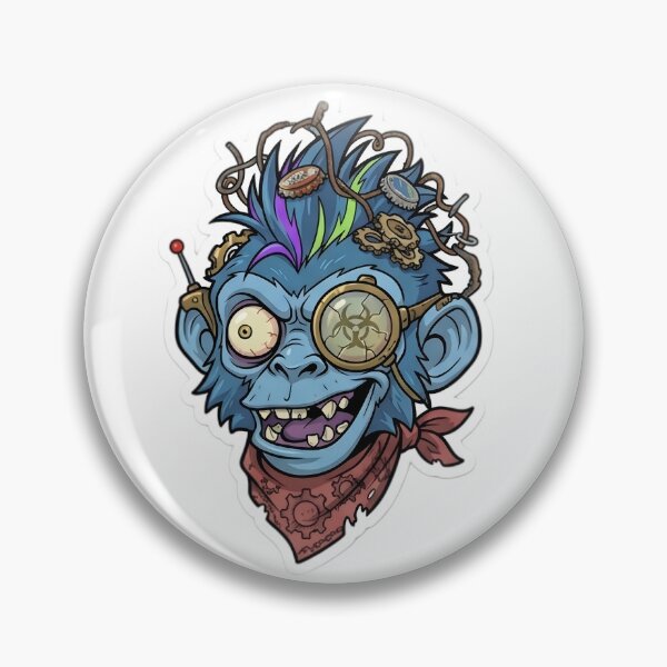 Item preview, Steampunk Zombie Monkey Sticker 1 | Mad Scientist Gorilla Head | Cyberpunk Monkey Face | Mechanical Ape Cartoon | Gothic Horror Vinyl Sticker designed and sold by Bhaskar Digital Art.