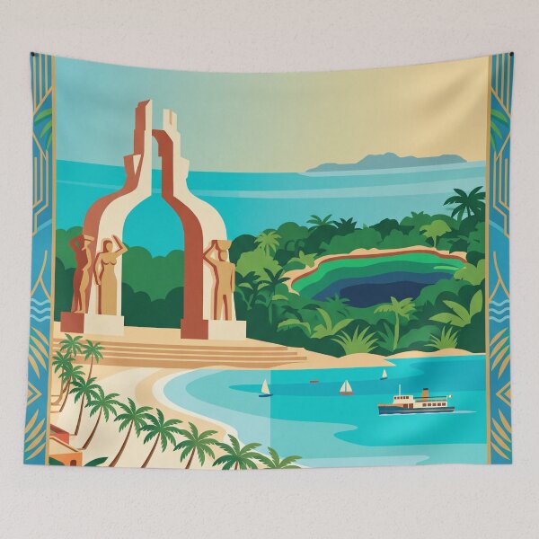 Item preview, Playa del Carmen Mexico Vintage Travel Poster – Retro Riviera Maya Wall Art designed and sold by Bomax121.