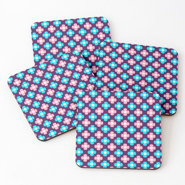 Item preview, Retro Mod Flower Pattern | Mauve & Turquoise Floral Seamless Design designed and sold by ravenwildstudio.