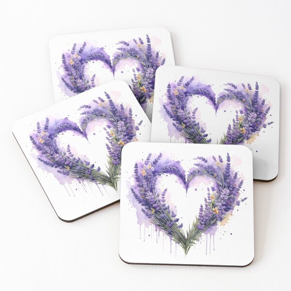 Artikelvorschau, Aquarellillustration eines lila-lavendelfarbenen Blumenherzens entworfen und verkauft von BetweenForms.