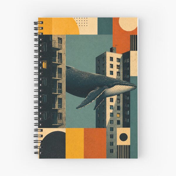 Item preview, Geometric Whale in Submerged City – Constructivist Surrealism Art designed and sold by T-scape.