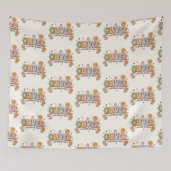 Item preview, Oliver Retro Groovy Name | Be Kind Be You Cute Smiley Design designed and sold by looplandger.