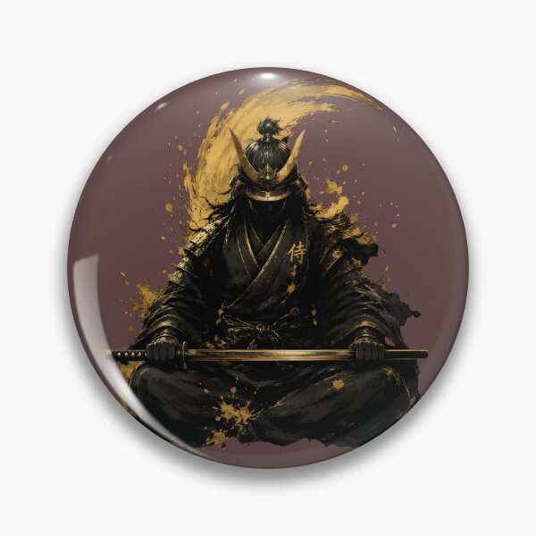 Item preview, Golden Ink Samurai Warrior Silhouette Art designed and sold by RoyalEarthstore.