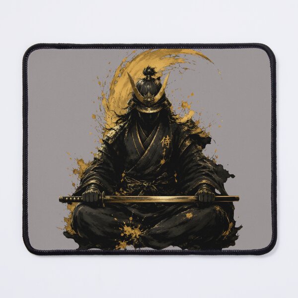 Item preview, Golden Ink Samurai Warrior Silhouette Art designed and sold by RoyalEarthstore.