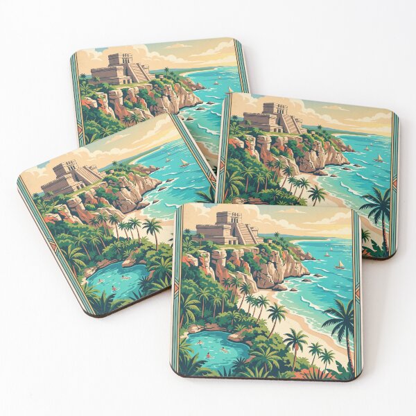 Item preview, Tulum Mexico Vintage Travel Poster | Retro Riviera Maya Wall Art designed and sold by Bomax121.
