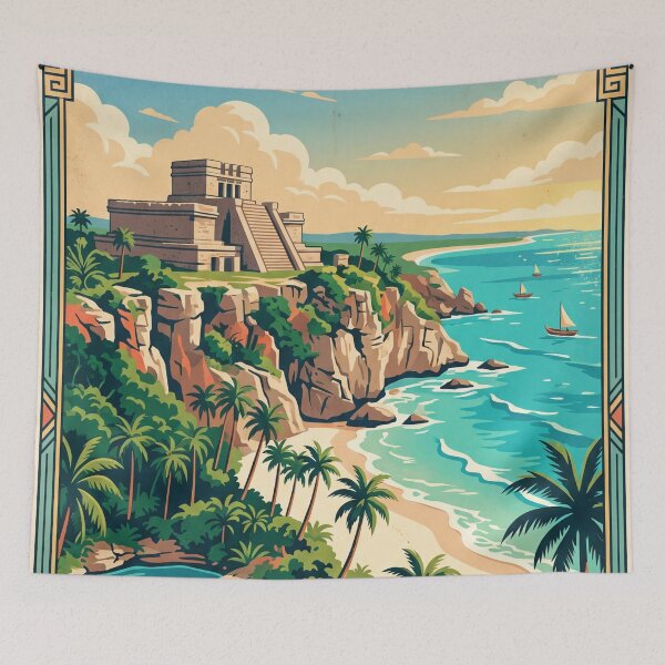Item preview, Tulum Mexico Vintage Travel Poster | Retro Riviera Maya Wall Art designed and sold by Bomax121.