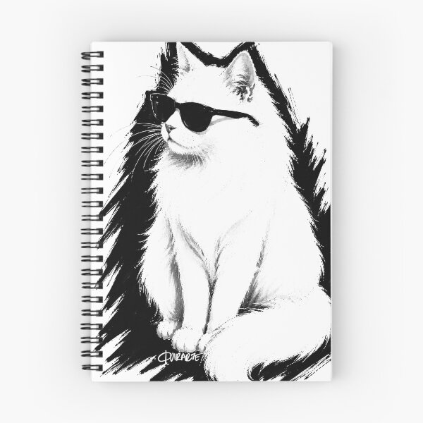Item preview, Cool White Cat with Sunglasses Ink Sketch designed and sold by ferquirarte.