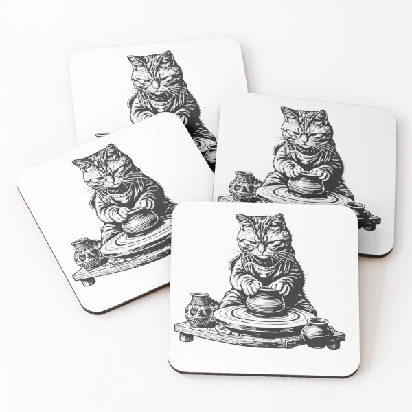 Item preview, Funny Cat Pottery Wheel Art Vintage Clay Ceramic designed and sold by Gbriel3.
