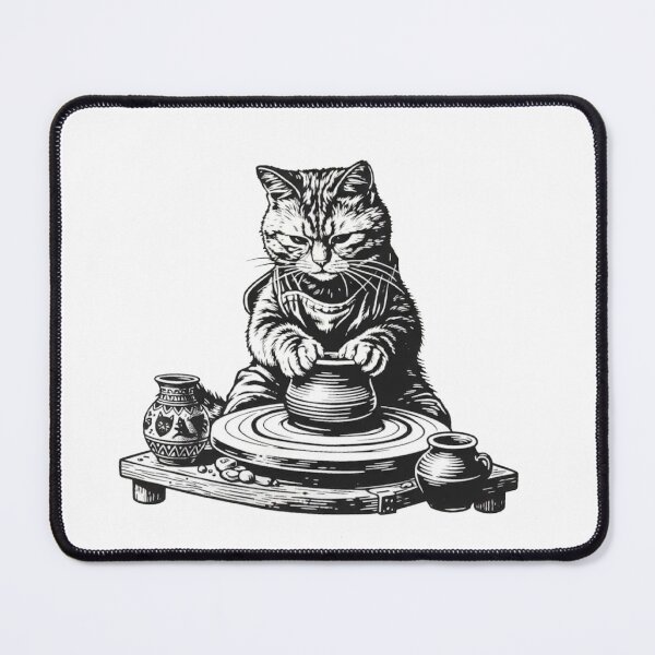 Item preview, Funny Cat Pottery Wheel Art Vintage Clay Ceramic designed and sold by Gbriel3.