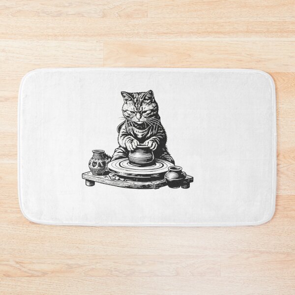 Item preview, Funny Cat Pottery Wheel Art Vintage Clay Ceramic designed and sold by Gbriel3.