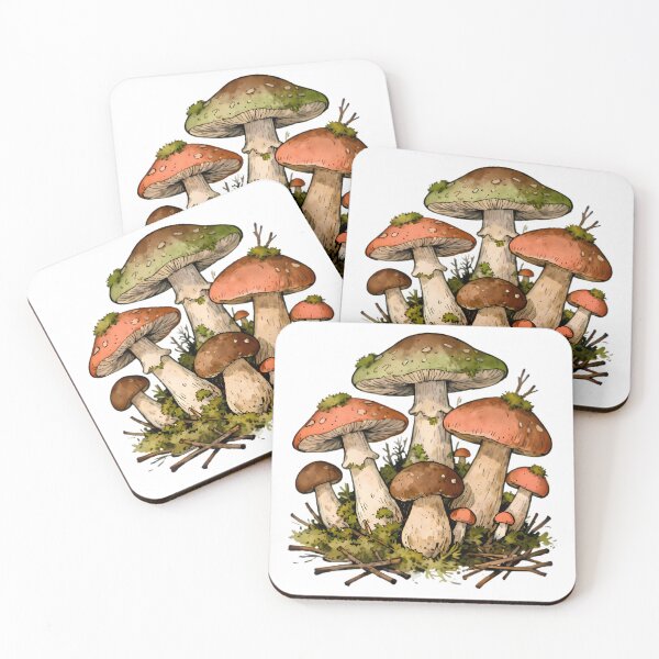 Item preview, Wild Mushroom Cluster Forest Illustration designed and sold by Linework Studio.