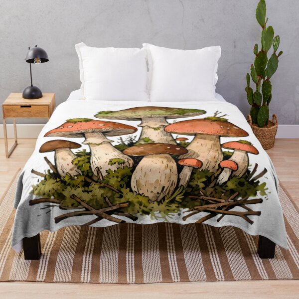 Item preview, Wild Mushroom Cluster Forest Illustration designed and sold by Linework Studio.