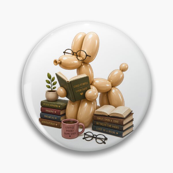 Item preview, Book Lover Balloon Dog Sticker | Reading Balloon Animal | Cozy Bookworm Aesthetic Art designed and sold by Moh-nd-Eg.