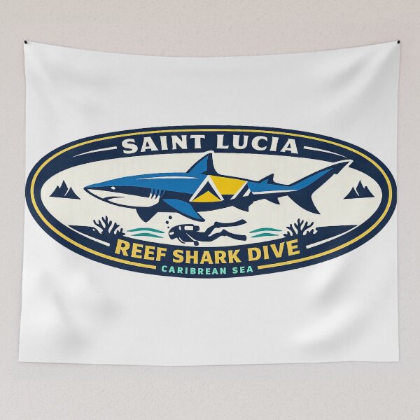 Item preview, saint lucia shark dive flag designed and sold by scicilysimonee.