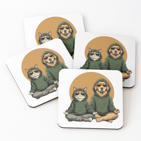 Item preview, Chill Vibes Only: Funny Yoga Pets with Sunglasses designed and sold by ButimarArt.