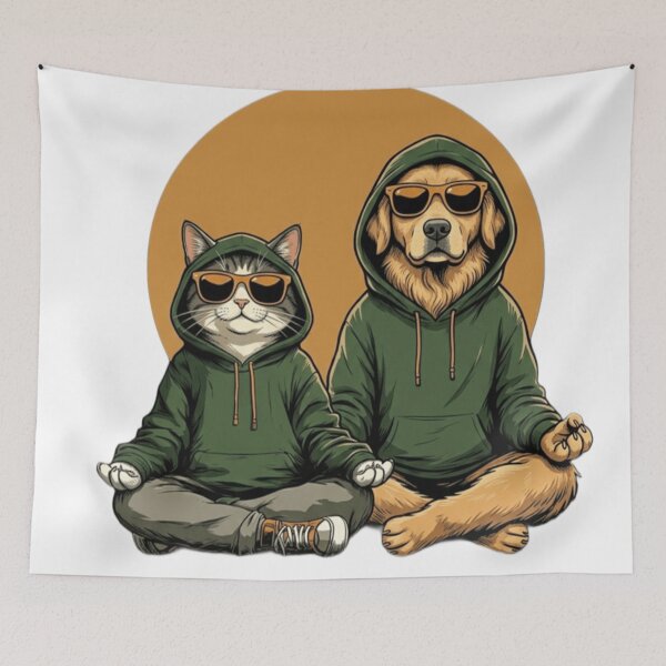 Item preview, Chill Vibes Only: Funny Yoga Pets with Sunglasses designed and sold by ButimarArt.