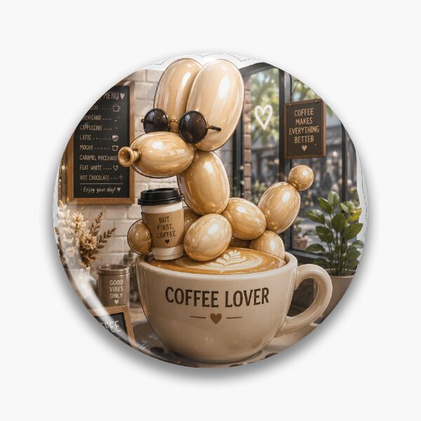 Item preview, Coffee Lover Balloon Dog Sticker | Cozy Café Balloon Animal | Cute Coffee Aesthetic Art designed and sold by Moh-nd-Eg.