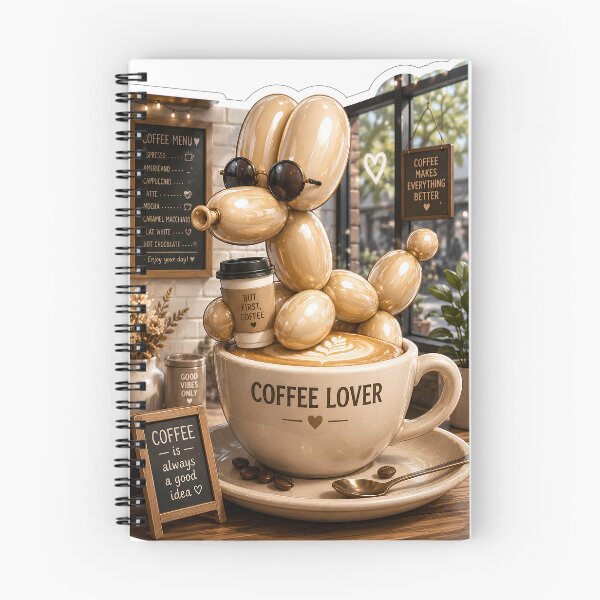Item preview, Coffee Lover Balloon Dog Sticker | Cozy Café Balloon Animal | Cute Coffee Aesthetic Art designed and sold by Moh-nd-Eg.