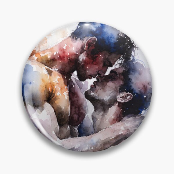 Item preview, Intimate Watercolor Gay Couple Kiss – Romantic LGBTQ Pride Art designed and sold by gayishdesign.